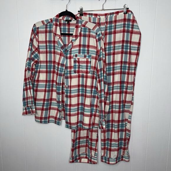 Talbots Women’s Plaid Pajama Set Red Blue Size Large - Picture 1 of 5